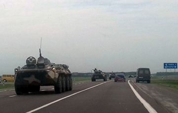Column Of Armored Personnel Carriers Drove Through Center Of Pinsk