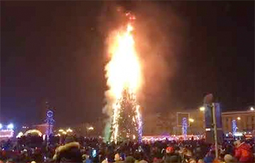 Видеофакт: Главная елка Сахалина сгорела в новогоднюю ночь