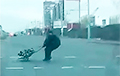 Видеофакт: В Бресте два пешехода «ползли», перетягивая груз через переход