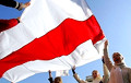 In Zhodzina, a Large White-Red-White Flag Was Raised on a Lamppost