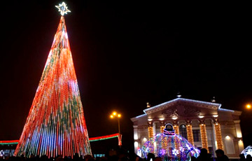 В Гомеле включили первую в Беларуси пиксельную новогоднюю елку