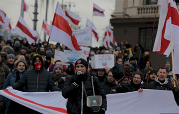 Belarusian With Huge National Flag: What Does A Person Need? Freedom