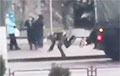 Видеофакт: В Минске каратель выпал из спецтранспорта