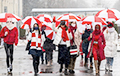 Minsk Women Came Out to Protest With White-Red-White Umbrellas