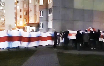 Боровляны вышли на мощный марш с огромным национальным флагом