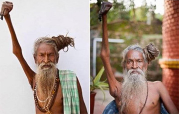 Житель Индии прожил полстолетия с поднятой вверх рукой