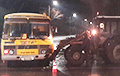 В Светлогорске трактор врезался в школьный автобус с пассажирами