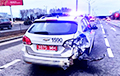 Taxi Crashed Into Police Car In Minsk