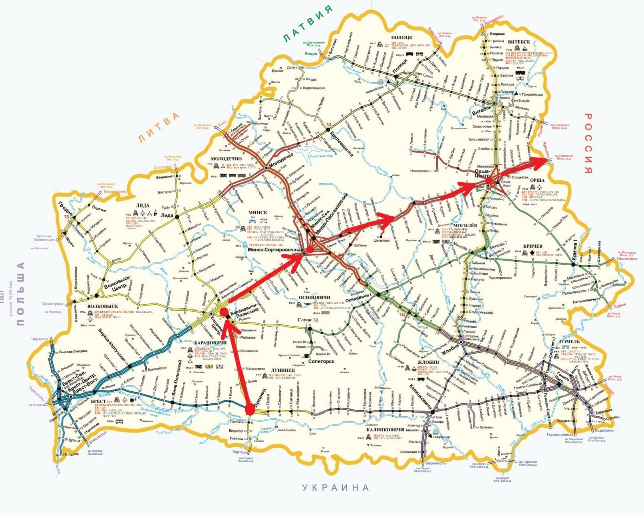 Карта железных дорог белоруссии
