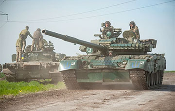 Soldiers Of 93rd Brigade Held Military "Parade" Driving Trophy Occupier Tanks