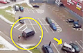 Видеофакт: В Гродно автомобили беспомощно скользят и врезаются друг в друга