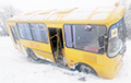 Под Островцом спасатели вытягивали из снежного заноса школьный автобус