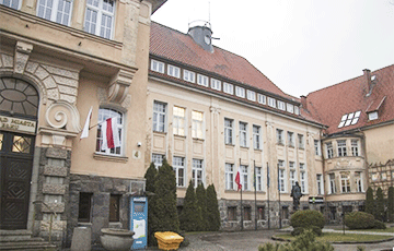 Belarusian National Flag Is Flying On Elk City Hall In Poland On Freedom Day