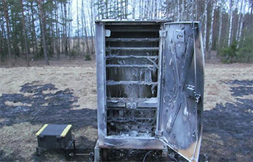 Relay Cabinet Burned On Railway On Belarus-Russia Border
