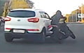 ГАИ показала видео жесткого ДТП с мотоциклистом в Минске