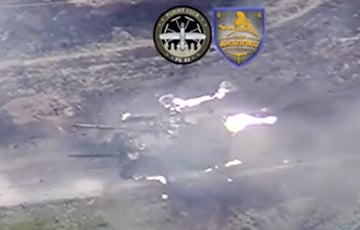 Российский танк пересек границу Украины и почти сразу же взорвался