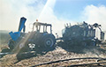 В Кировском районе прямо в поле открытым пламенем горел трактор