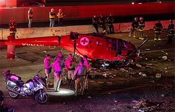 A Medical Service Helicopter Crashed And Crashed On A Highway In California