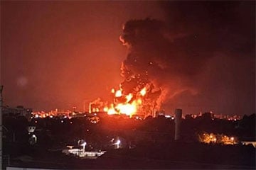 В Славянске-на-Кубани пылает НПЗ