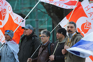 Белорусы, иранцы и украинцы провели яркий пикет в центре Вильнюса