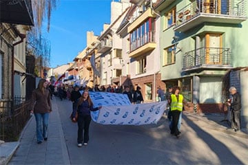 Беларусы Вільнюса павіншавалі з днём нараджэння легендарны Ужупіс