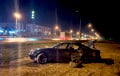 Минчанин на BMW на ровной дороге снес фонарь и вылетел в кювет