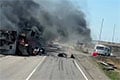 Россиянин показал горящие бензовозы и грузовики на трассе в Крым