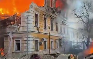Расійскі дрон трапіў у будынак Нацыянальнай акадэміі навук Украіны ў Кіеве