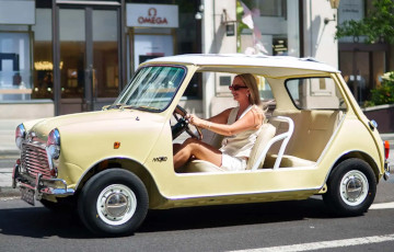A Classic Mini Has Been Turned Into A Doorless Beach Car