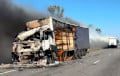 На стратегической дороге в Крым пылают российские грузовики