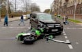 В центре Минска столкнулись мотоцикл и Mercedes