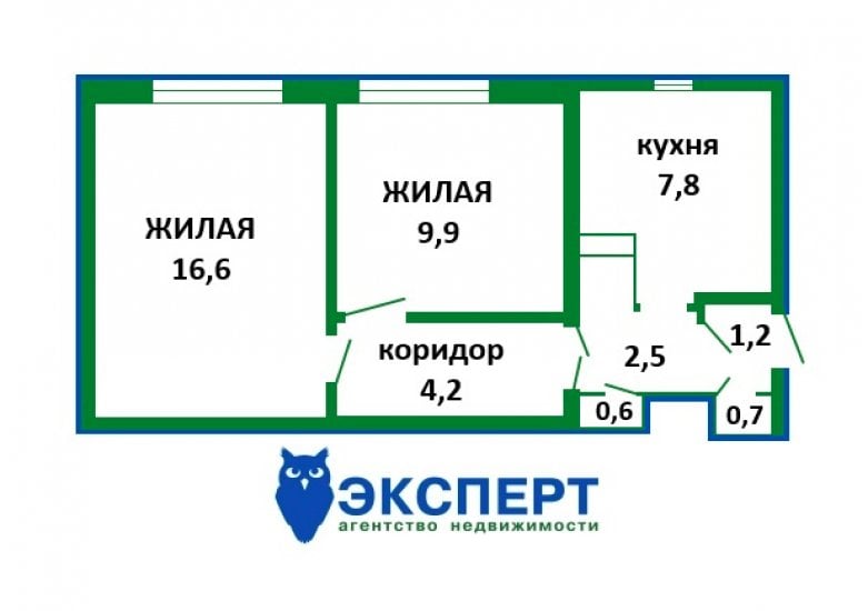 В частном одноэтажном доме расположение комнат