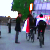 Cyclists with white-red-white flags in Minsk centre