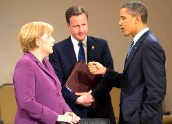Абама, Меркель і Кэмеран абмеркавалі новыя санкцыі супраць Расеі