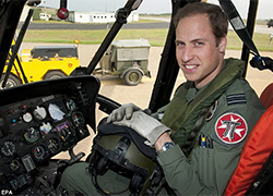 Прынц Уільям пачне працаваць пілотам гелікоптэра хуткай дапамогі