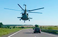 Украинский вертолет соревновался с автомобилем на трассе