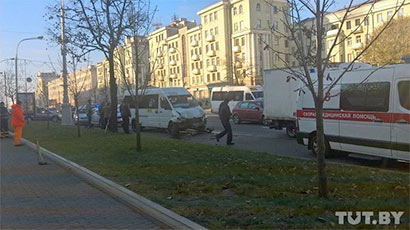 В центре Минска столкнулись две маршрутки