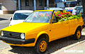 Фотофакт: В Бресте из старого VW Golf сделали цветочную клумбу