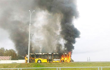 Под Минском загорелся автобус с дачниками