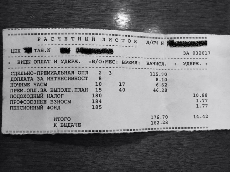 Фотофакт: Расчетный лист работника минской обувной фабрики - Хартия'97 ...